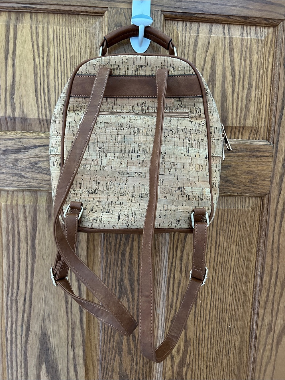 Natural Cork Mini Backpack with Brown Trim image 2